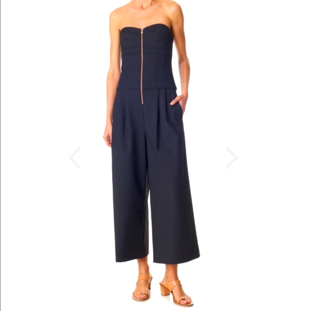 🖤🖤 NWT Tibi Agathe Corset Cropped Jumpsuit - Rose Gold Zipper - Wide Leg 🖤🖤